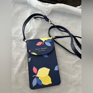 NWT Kate Cameron Lemon Zest Saffiano North South Flap Phone Crossbody